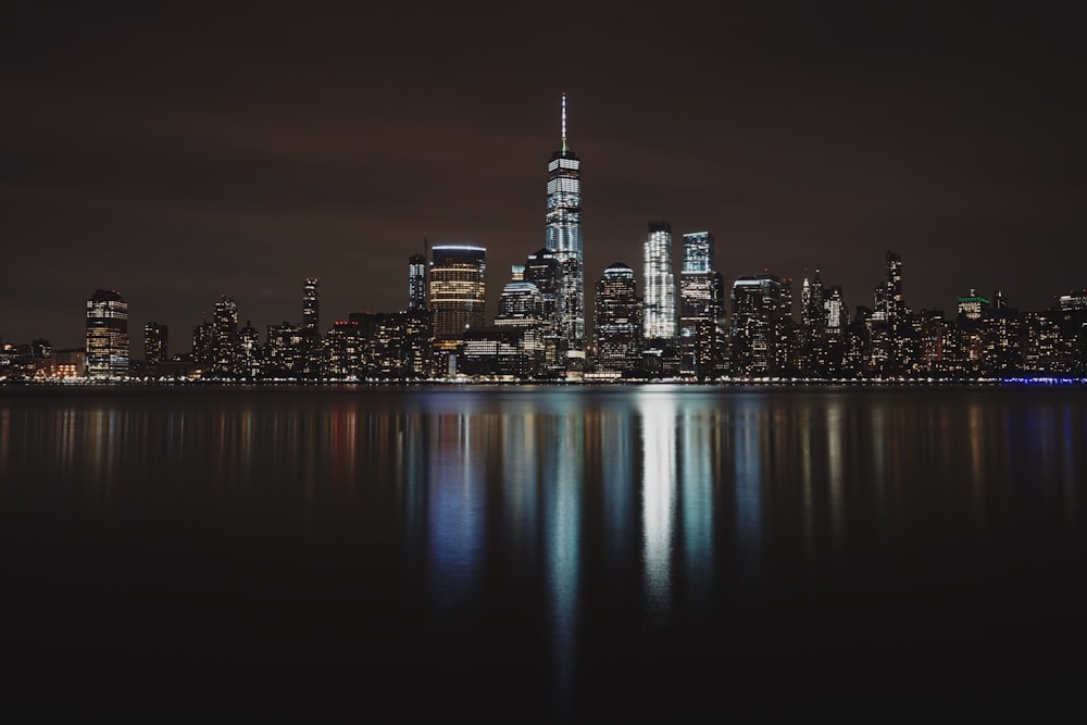 landscape photo of city building during night