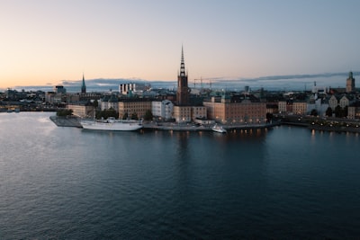 scenery of a body of water beside a city sweden teams background