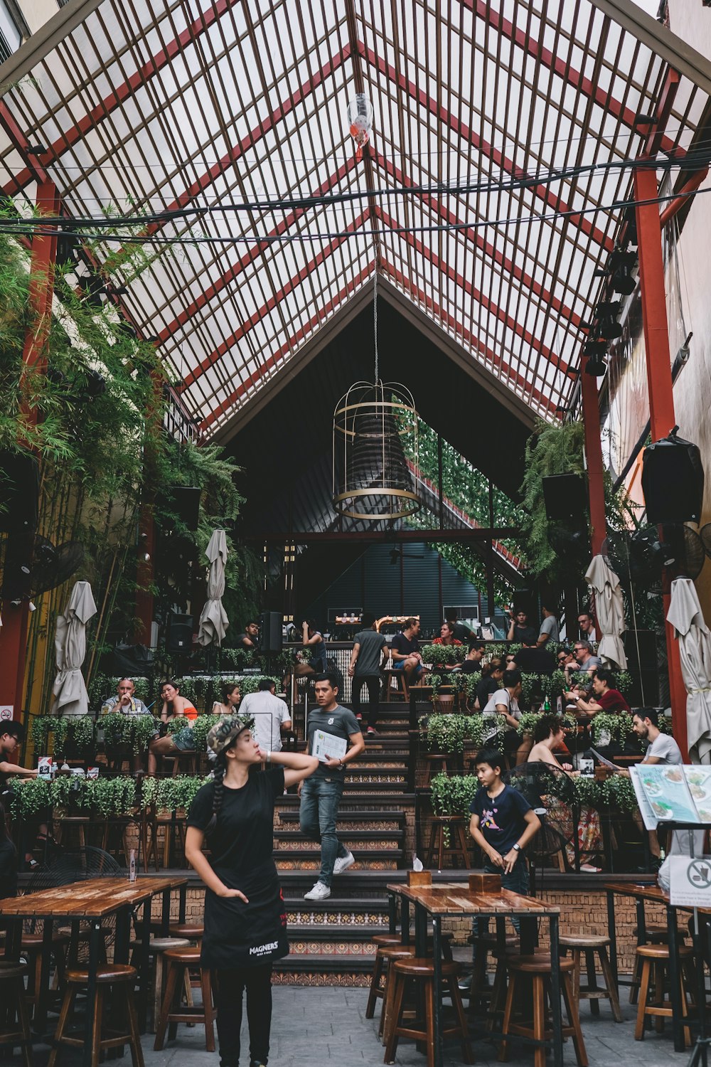 man standing on restaurant