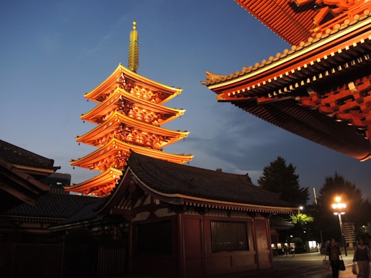 yellow pagoda in Sensō-ji Japan