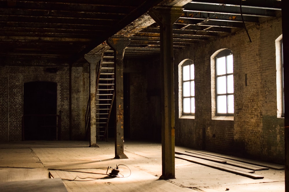 photo of gray metal posts inside building