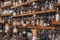 assorted-color bottle lot on shelf