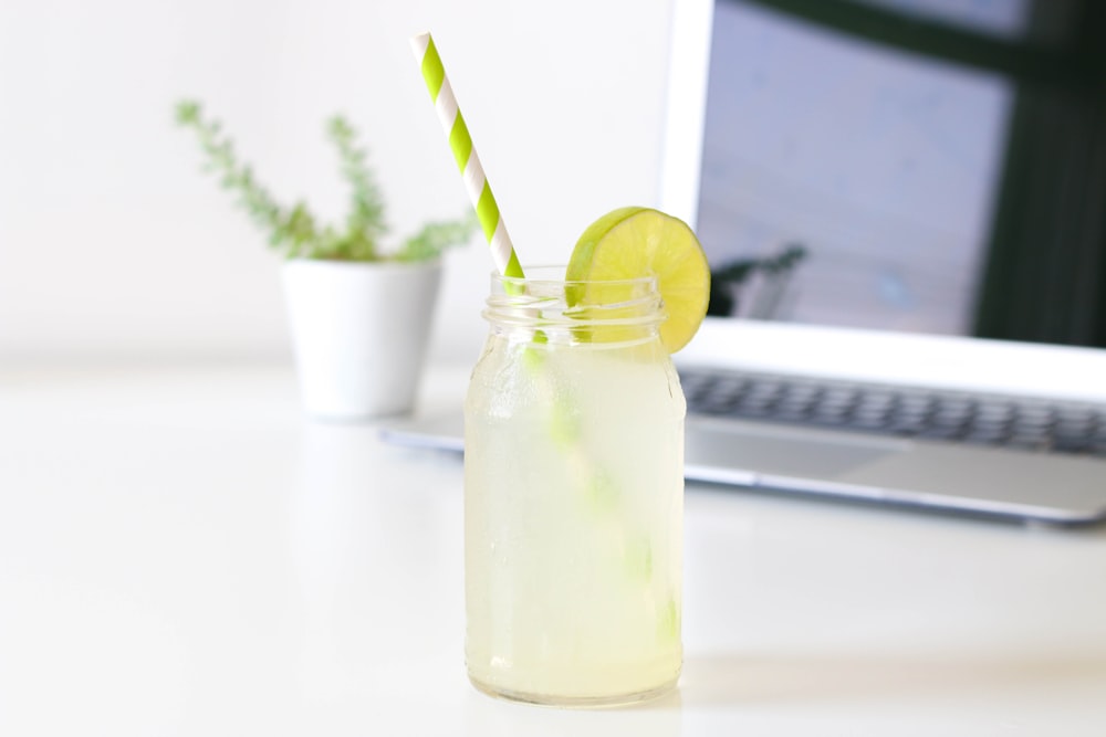 lemon on glass Mason jar