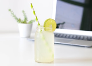 lemon on glass Mason jar