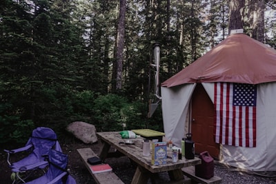 dome tent on forest