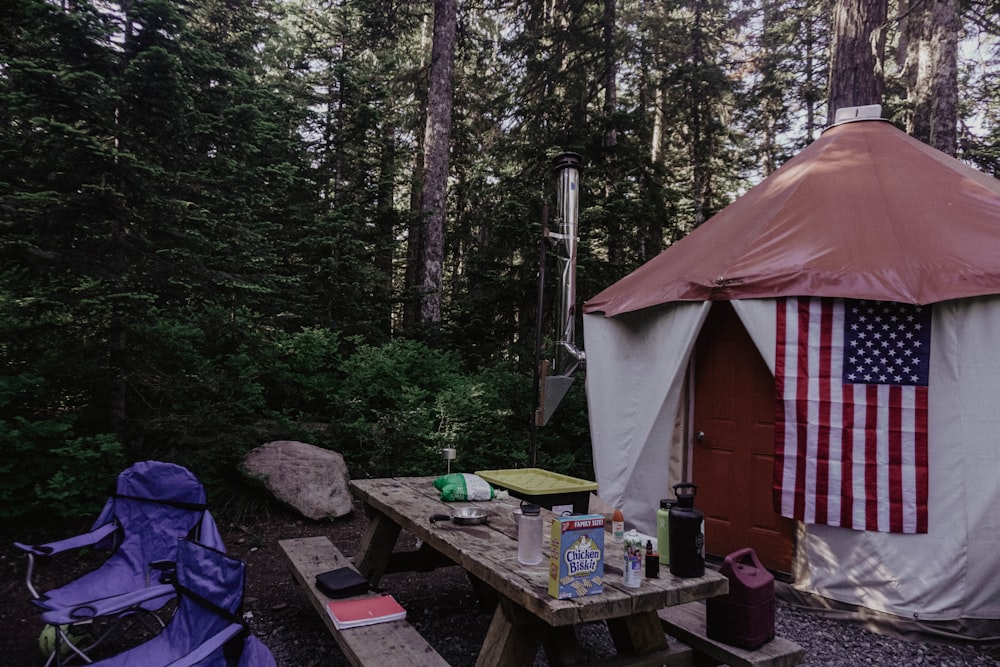 dome tent on forest