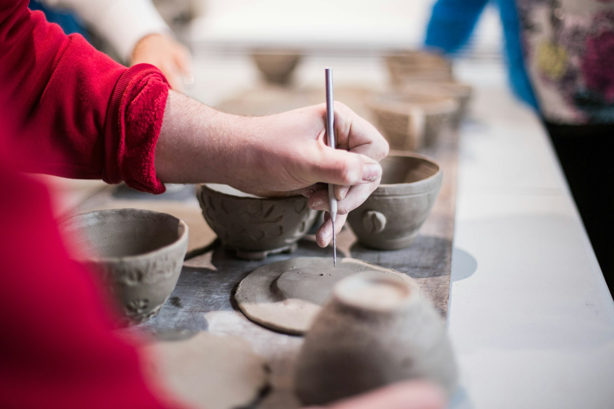 Doing a pottery class. We made some cups and saucers.