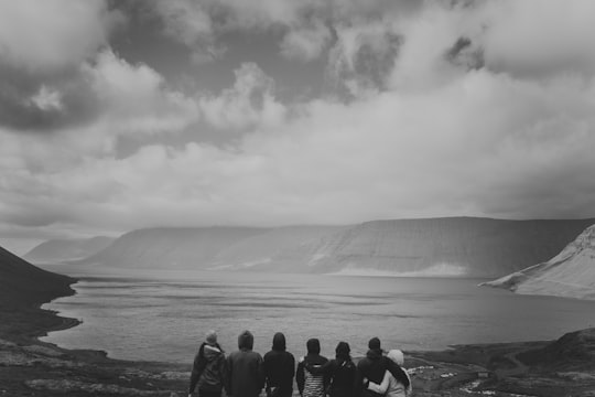 black and white photography of people in Dynjandi Iceland