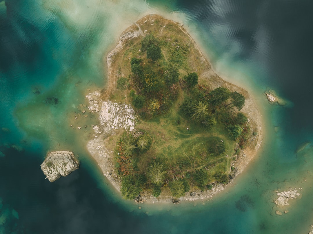 aerial photography of green island surrounded by water