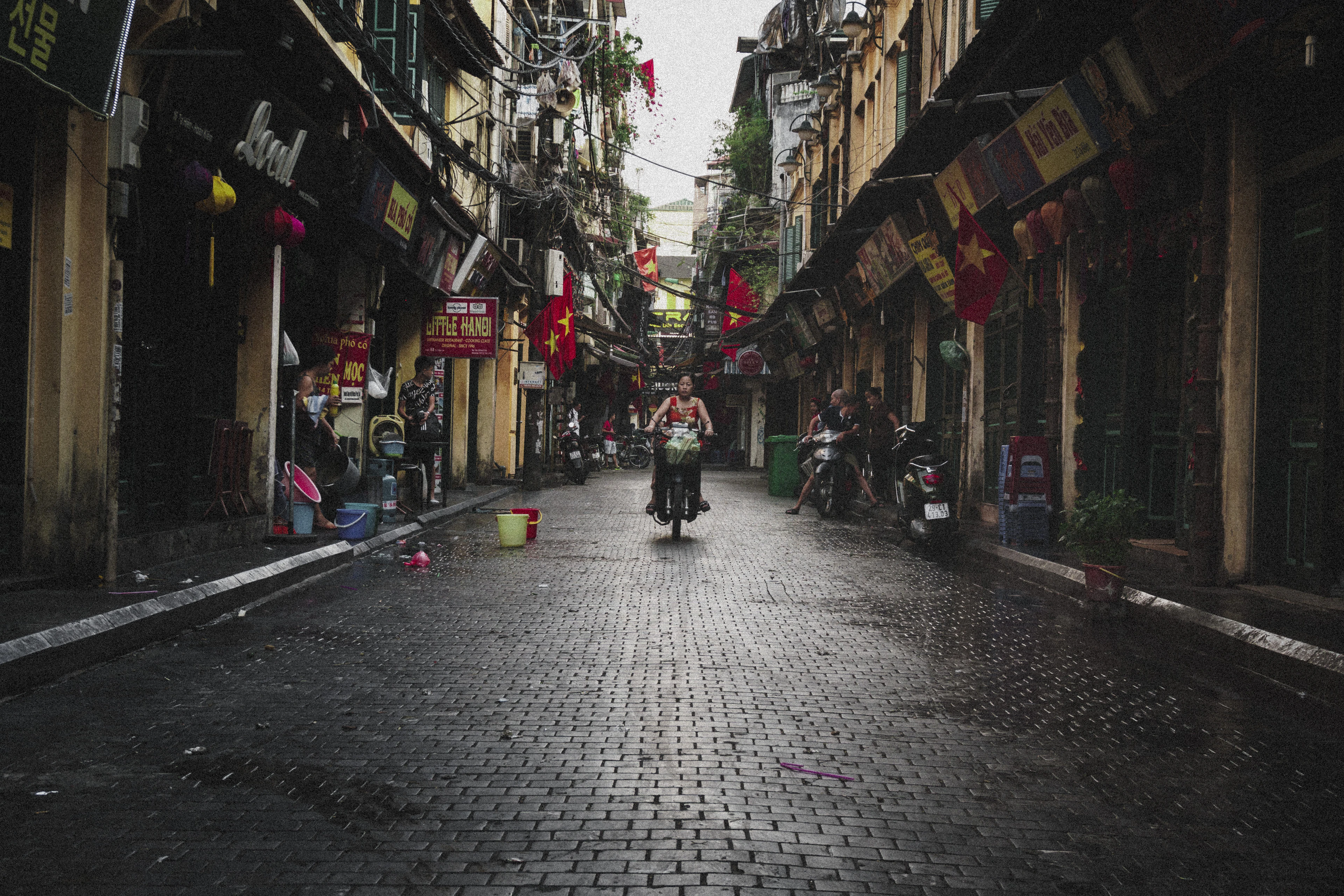 Scooter rider on a Hanoi street