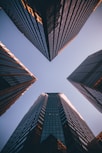 targeted low-angle photography of four high-rise buildings