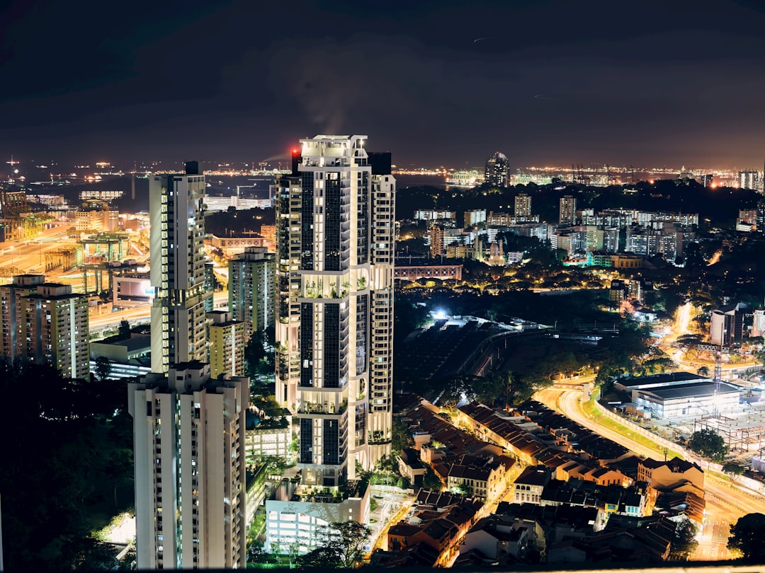 aerial view of city skyline during night