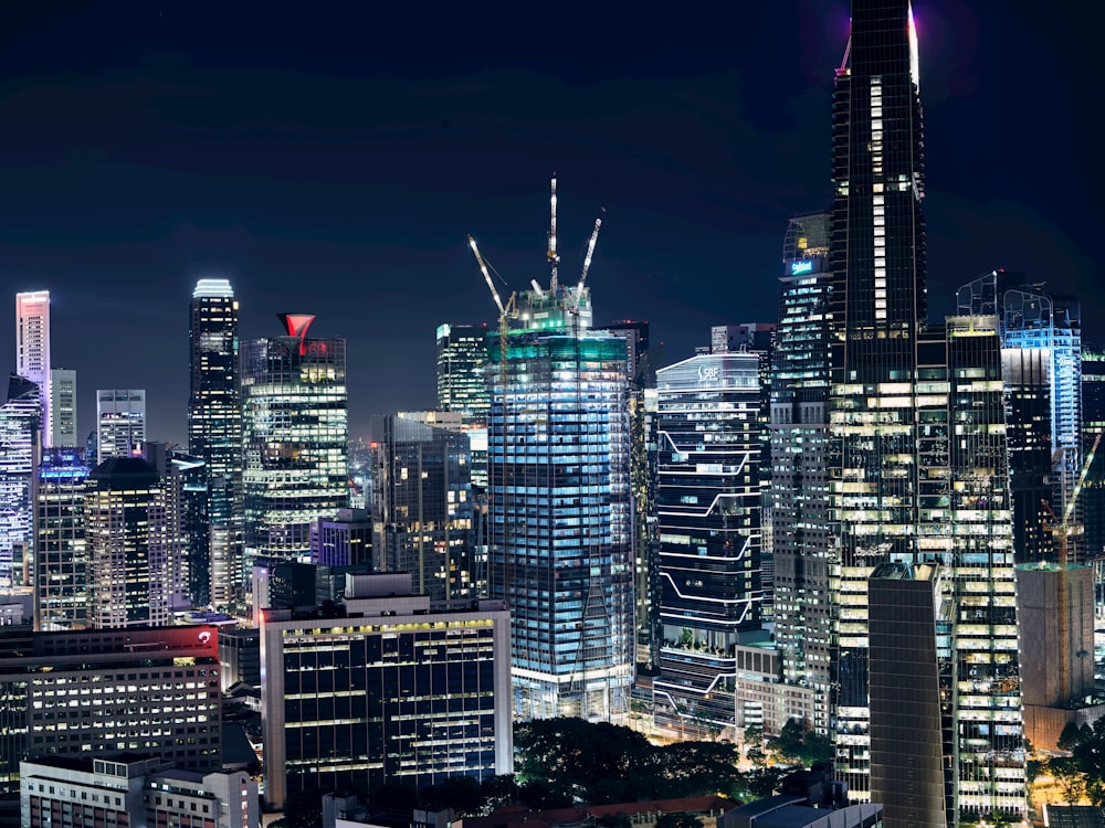 aerial view of city lights at night