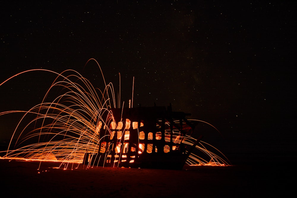 timelapsed photo of lighted house