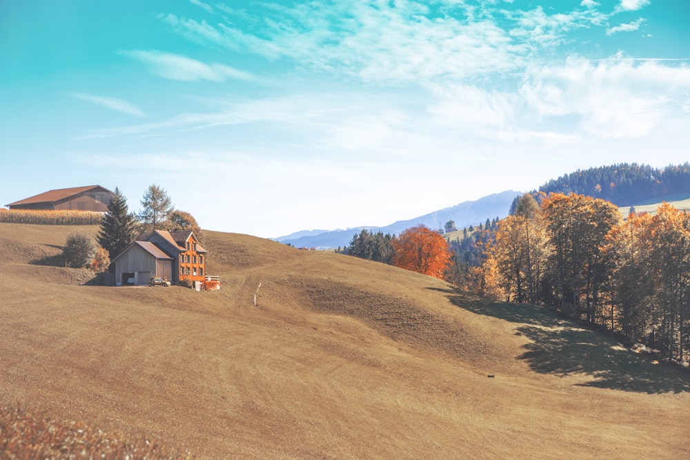 Casa cinza no campo