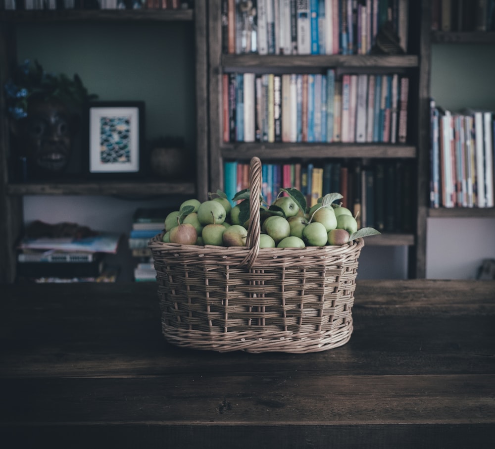 green apples in basket