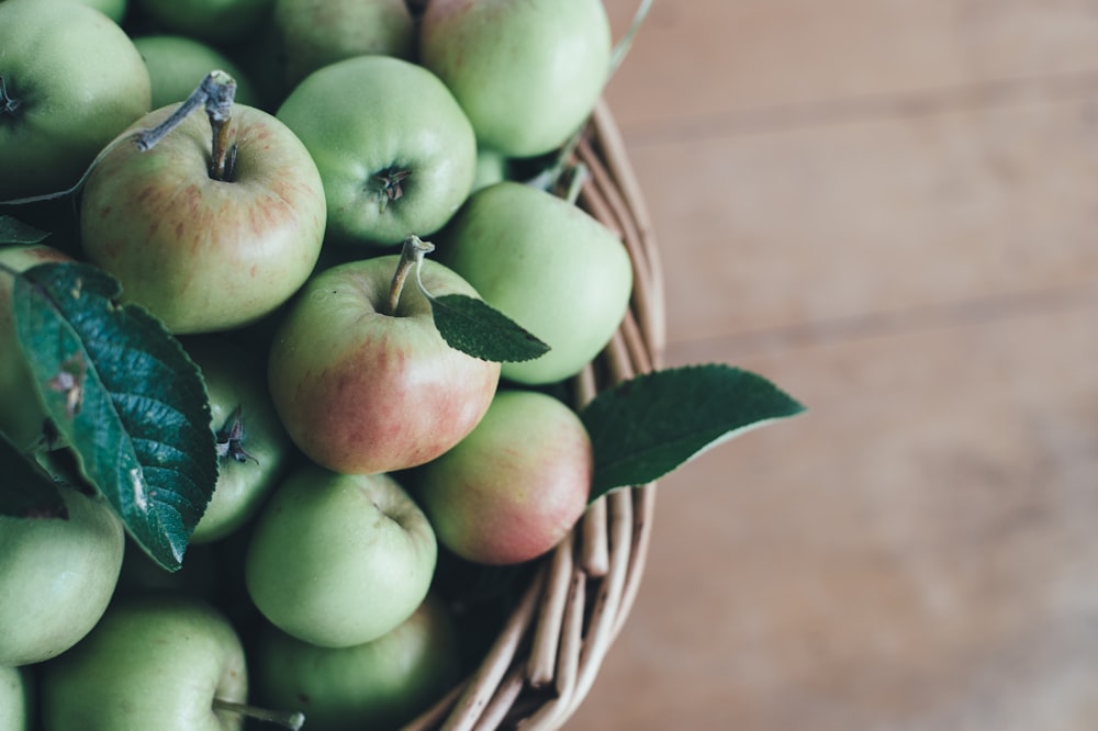 green apple in basket