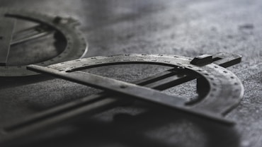 grayscale photo of measuring equipment