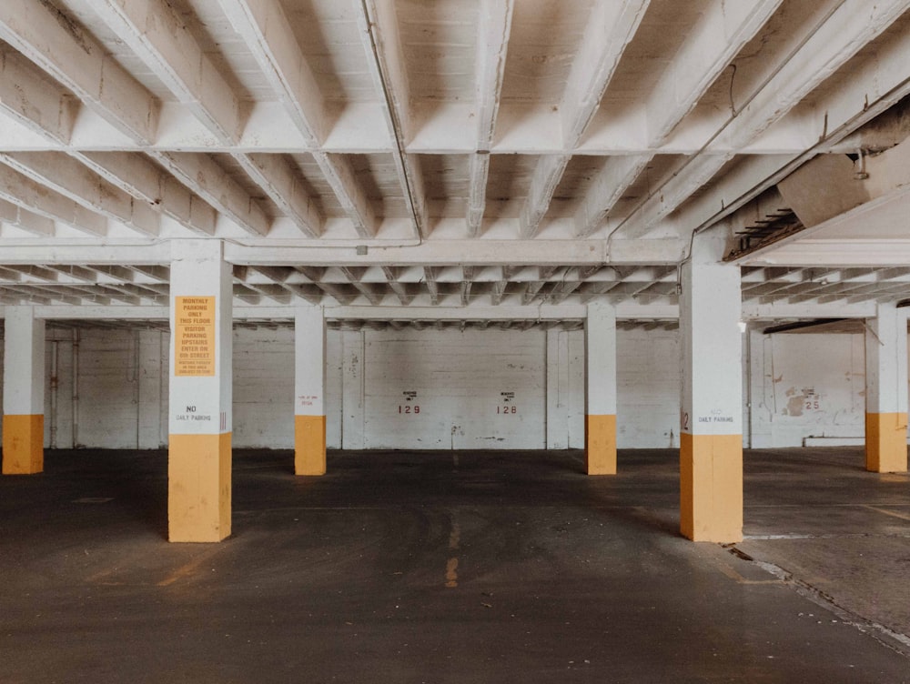 white and brown underground parking area