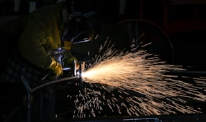 time lapse photography of welding man