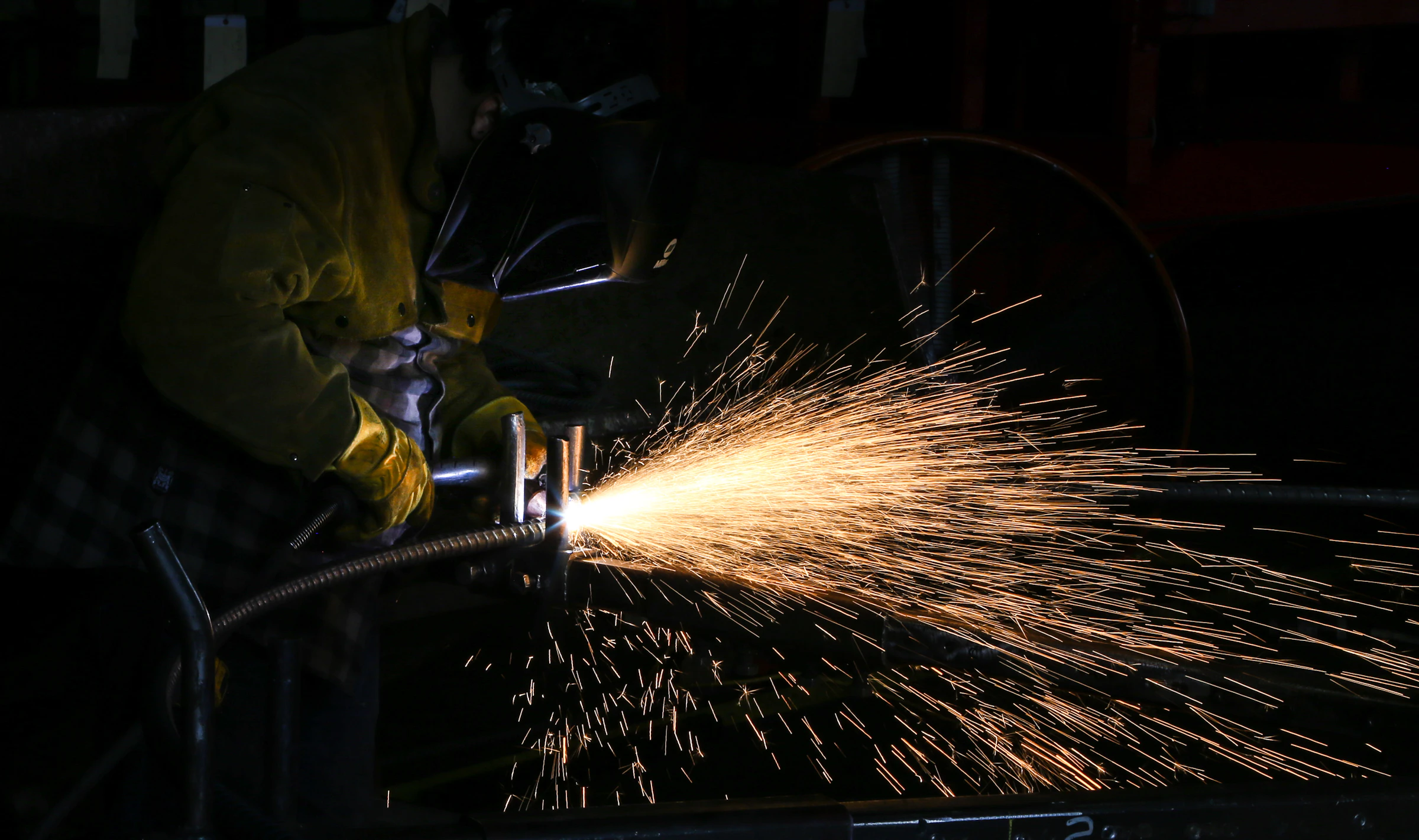 Industrial welding sparks