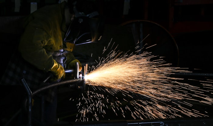 Welding sparks time lapse