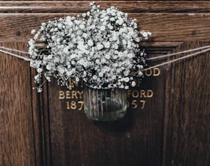Custom resin name plate featuring delicate floral inclusions and elegant lettering