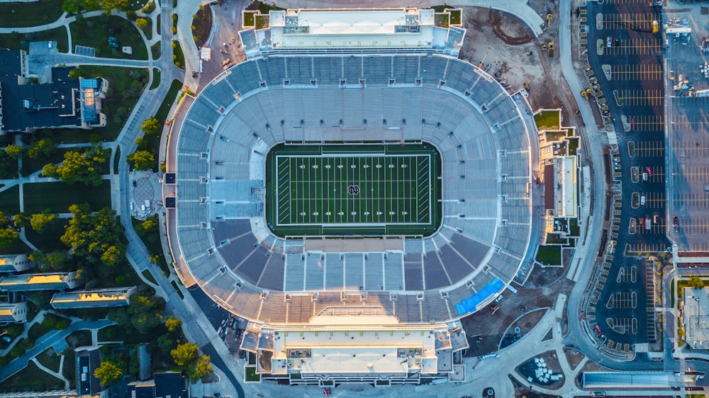 bird's eye photography of football field