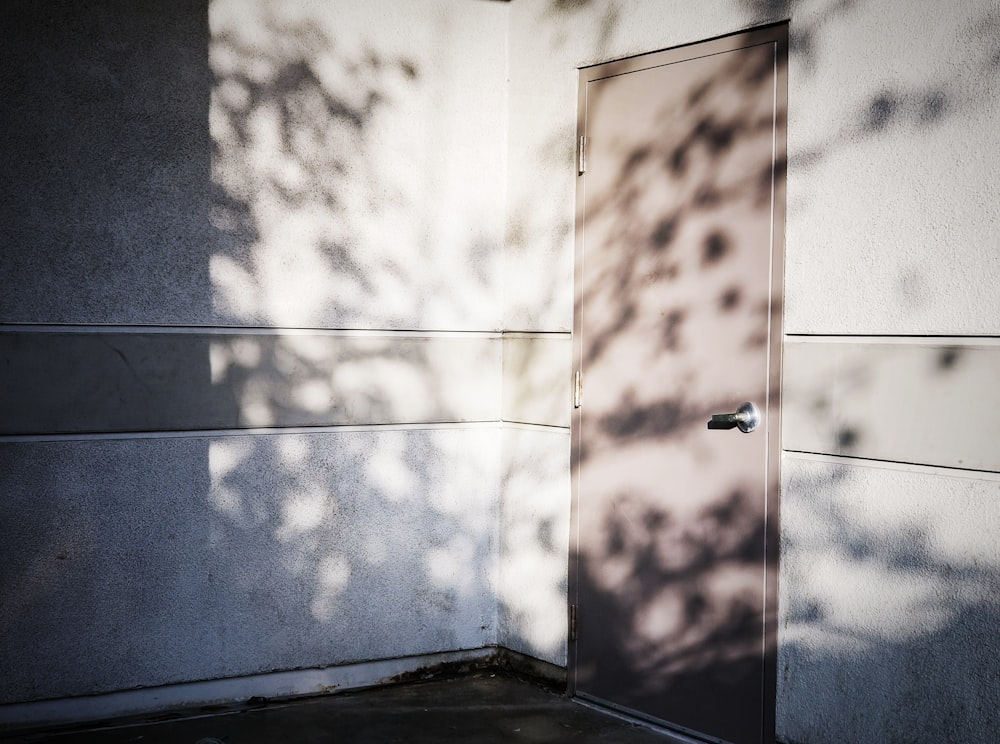 brown door with lever