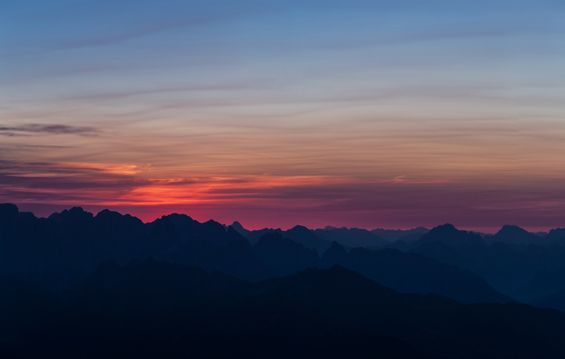 silhouette of mountain on sunset