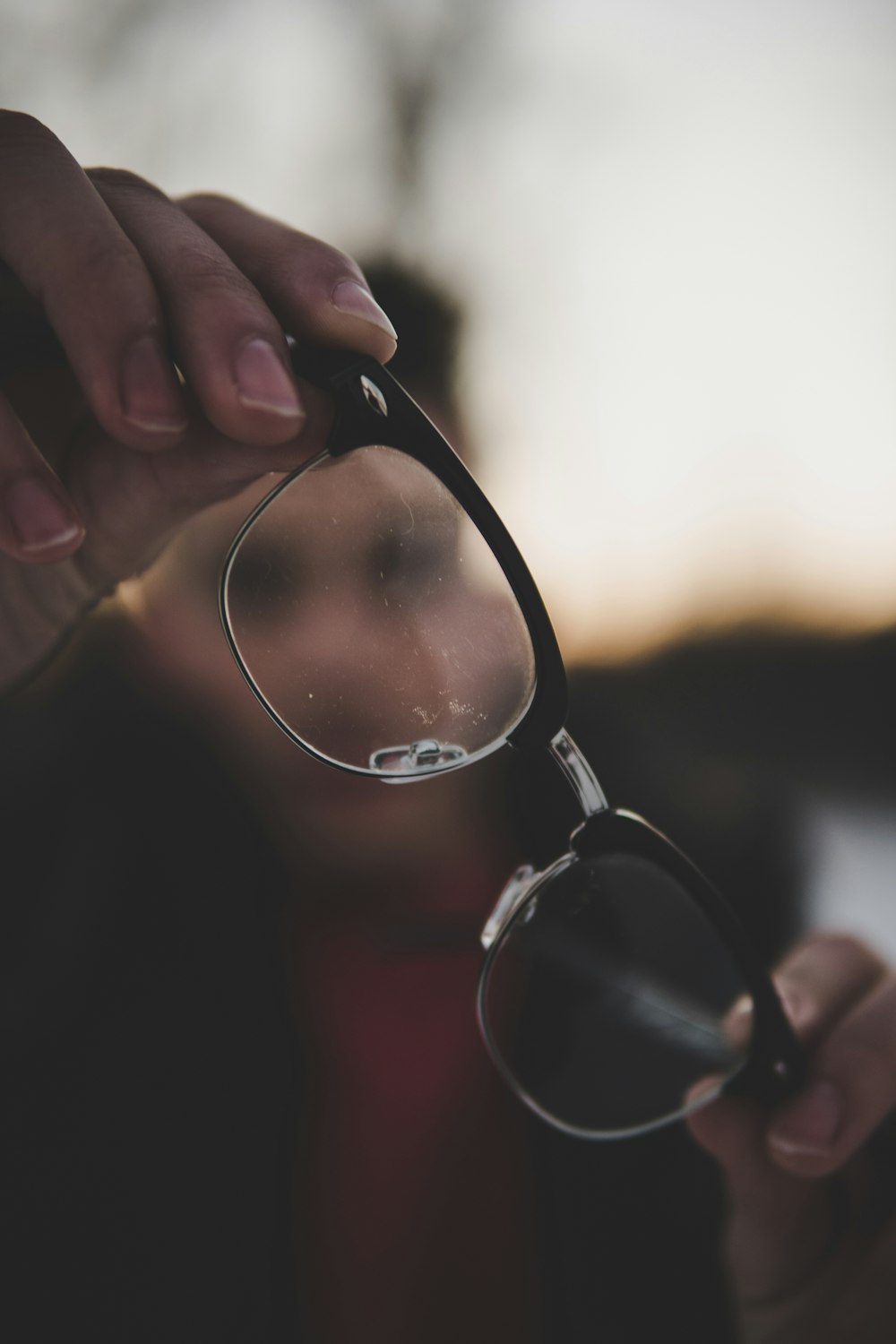 shallow photography of eyeglasses