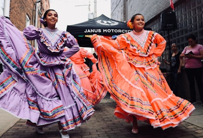 women in street dancing tradition teams background