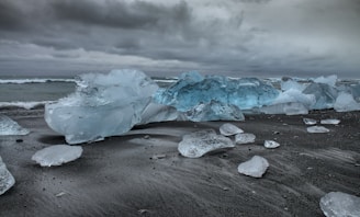 ice bergs on shore