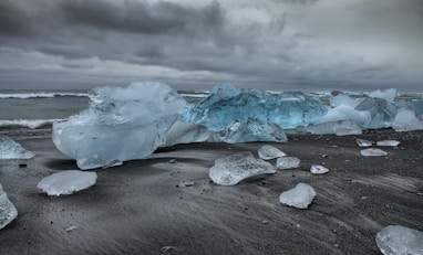 ice bergs on shore