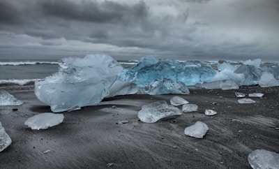 ice bergs on shore