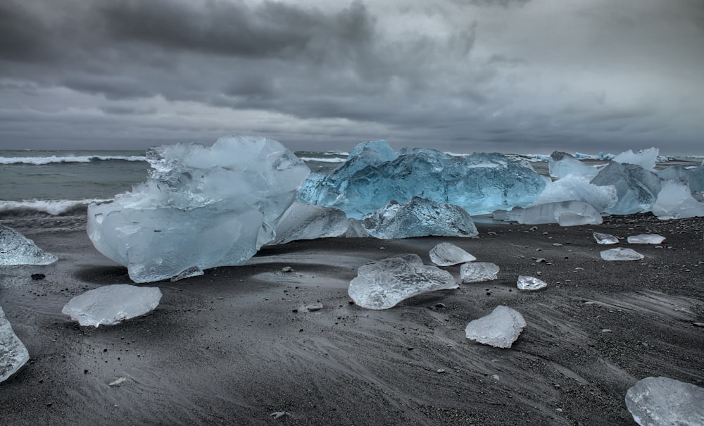 ice bergs on shore