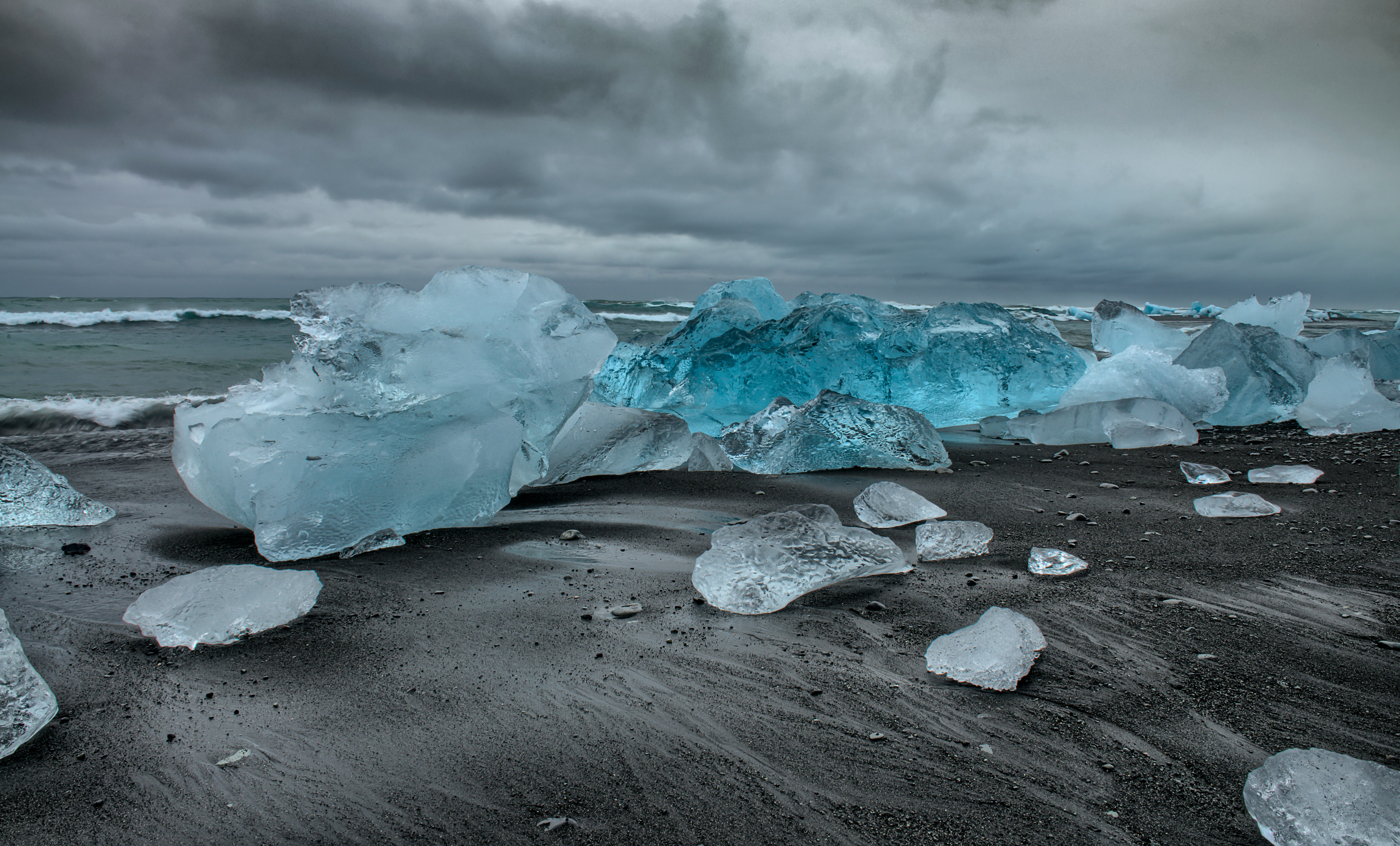 ice bergs on shore