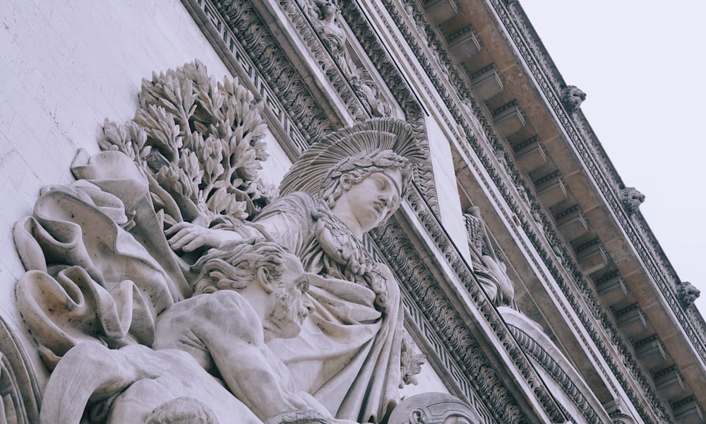 high angle photography of white statute