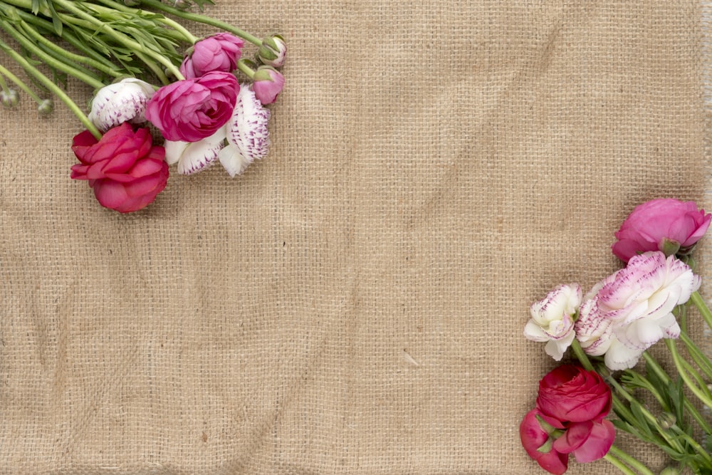 white flowers on gray textile