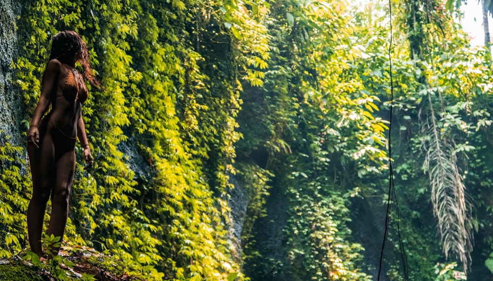 photography of woman in forest