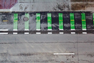 A cross-section view of a road design.