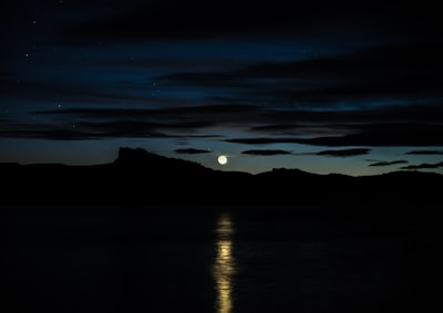body of water during full moon evening google meet background
