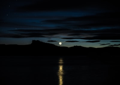 body of water during full moon evening teams background