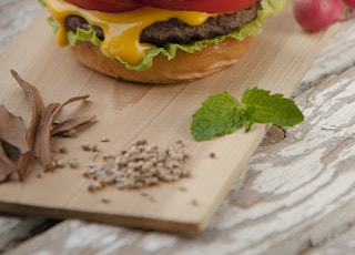 photo of burger with tomato and cheese