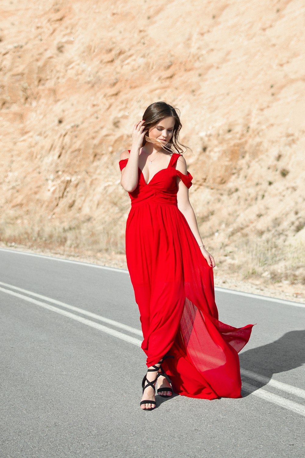 woman walking on street