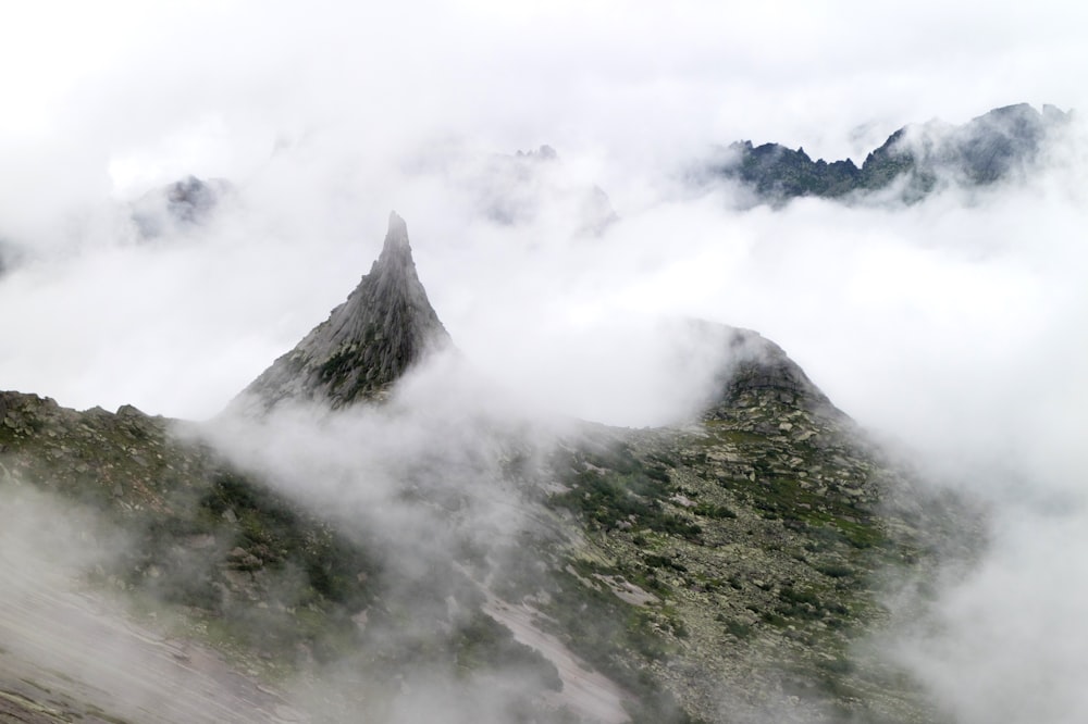 mountain covered by fogs