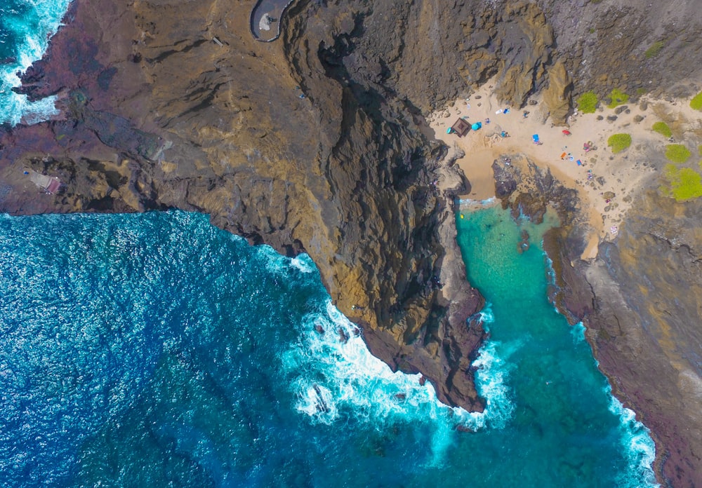 bird's-eye view of mountain and sea