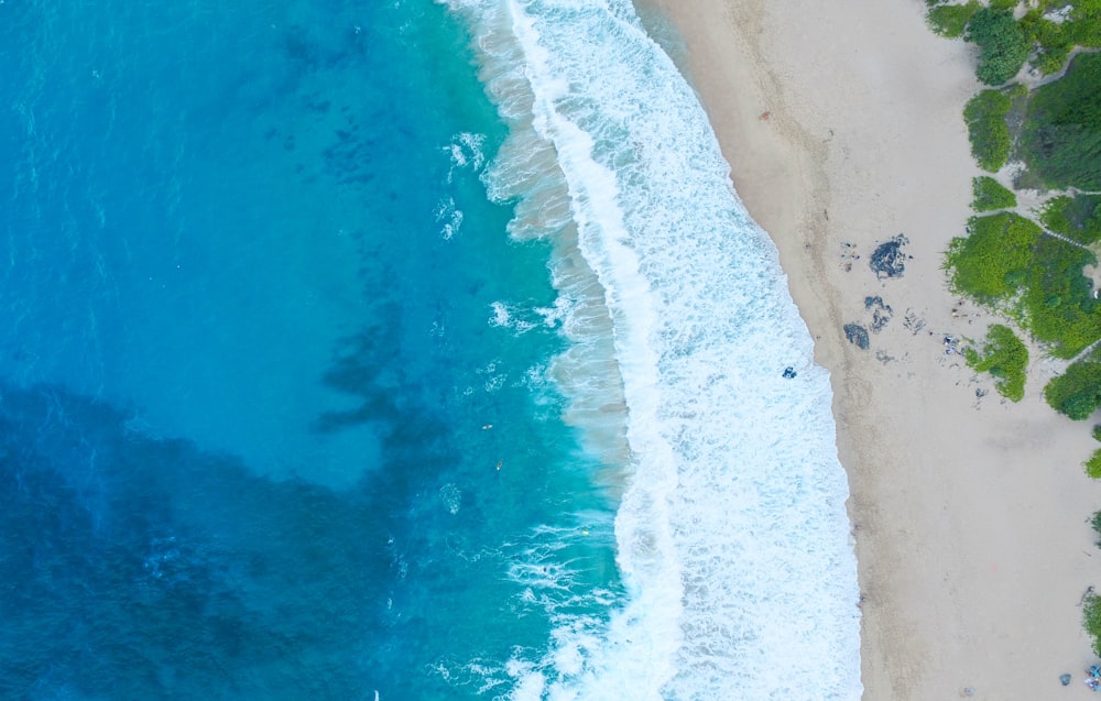 areal view photography of ocean wave