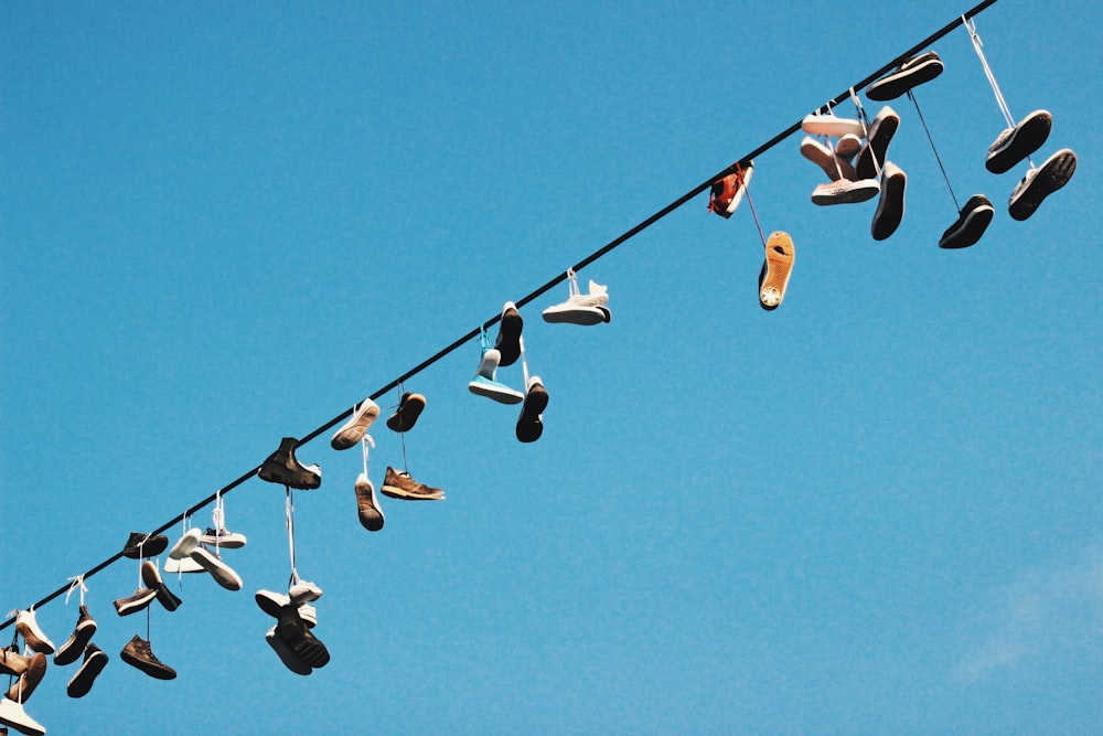 low angle photo of footwear lot