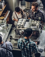 man buying coffee on counter